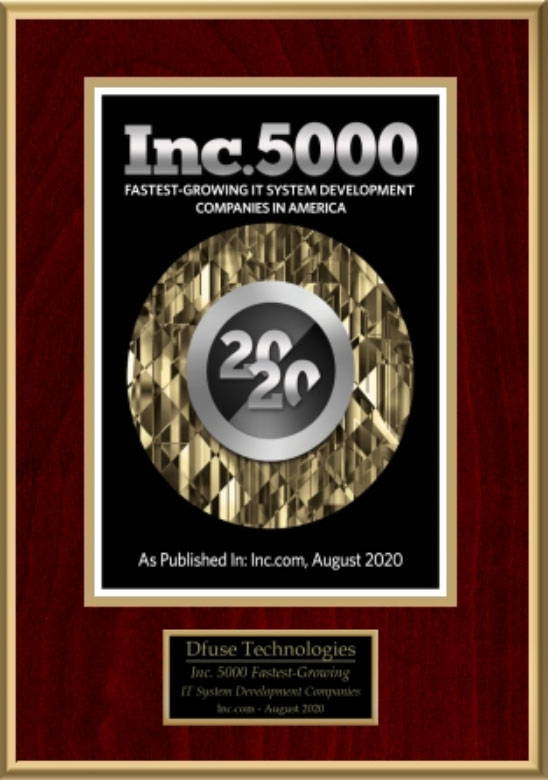 Inc. 5000 fastest growing IT system development companies in America, as published in Inc.com August 2020